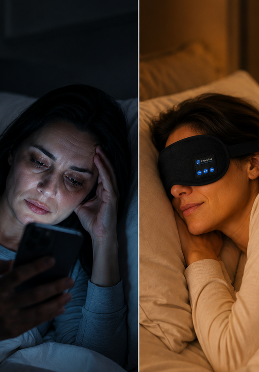 Avant et après le masque de sommeil bluetooth ZymPro Zymlux