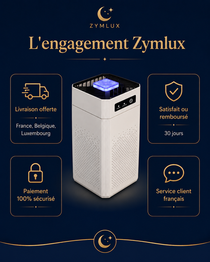 Engagement Zymlux : garantie 30 jours satisfait ou remboursé, livraison offerte FR/BE/LU, SAV France sous 24 h